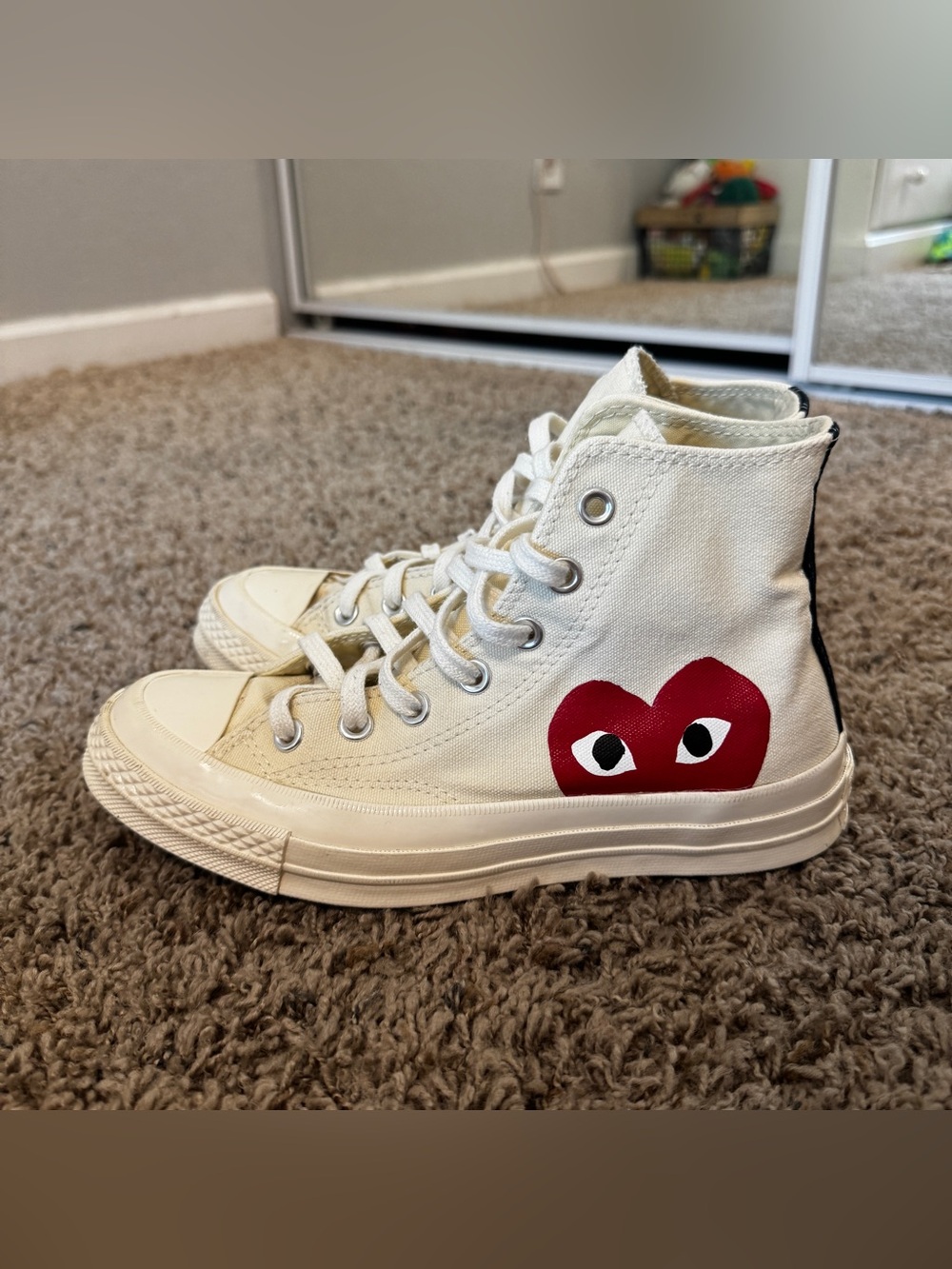 Comme des Garcons Play x Converse White High Top Sneakers - Picture 7 of 11